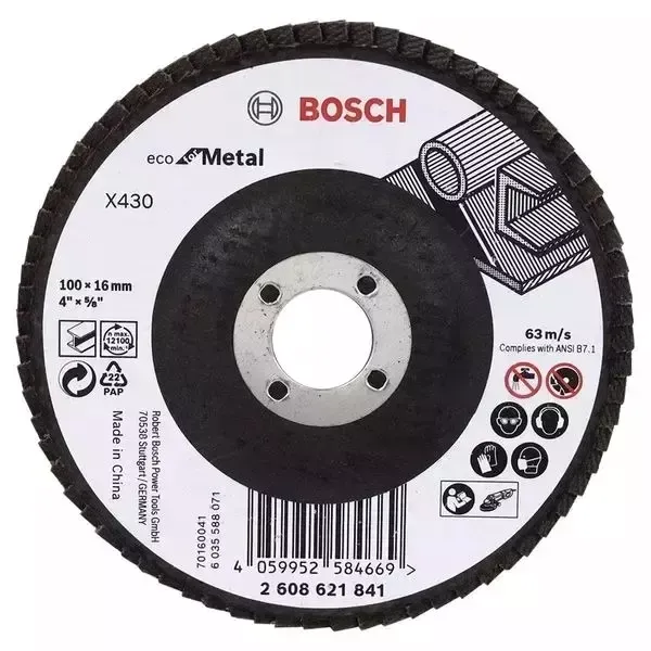 Bosch 4 inch 120 Grit Aluminum Oxide Flap Disc For General Applications ( Pack of 5 )