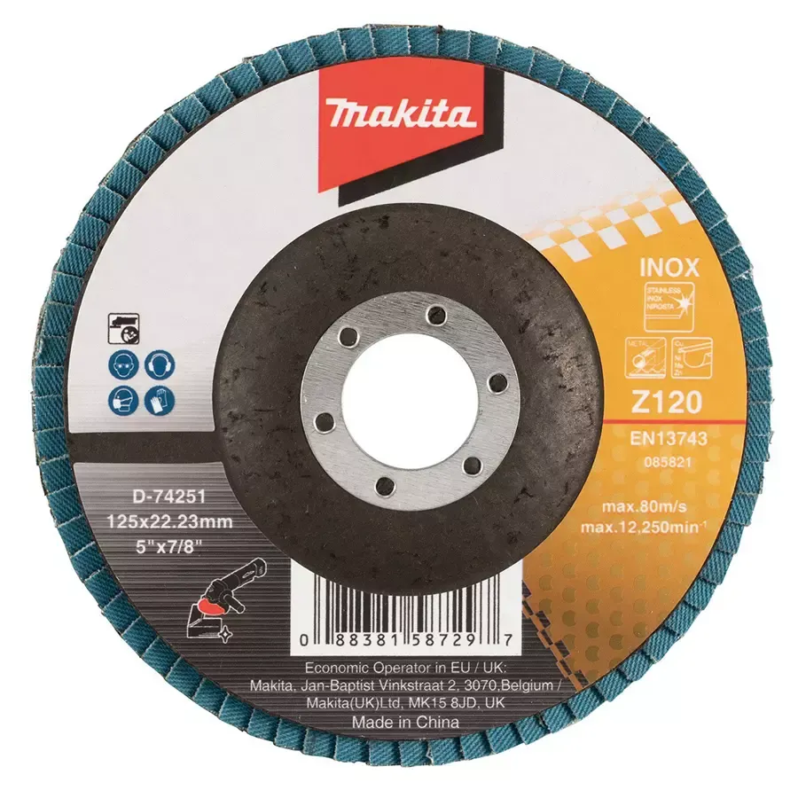 Makita 100 mm Z40 Grit Zirconia Aluminum Flap Grinding Disc ( Pack of 2 )