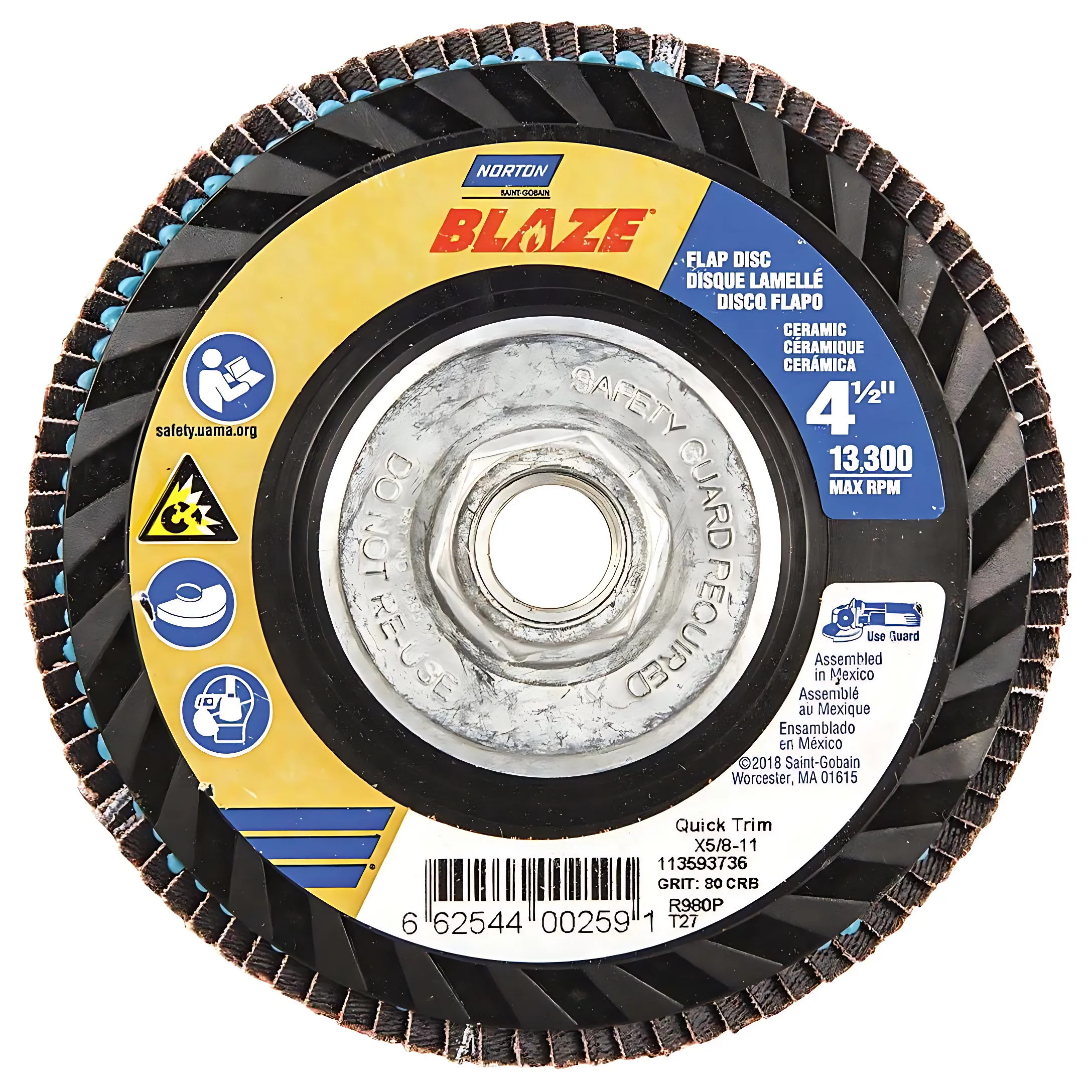 4-1/2 Inch 120 Grit Ceramic Flap Disc