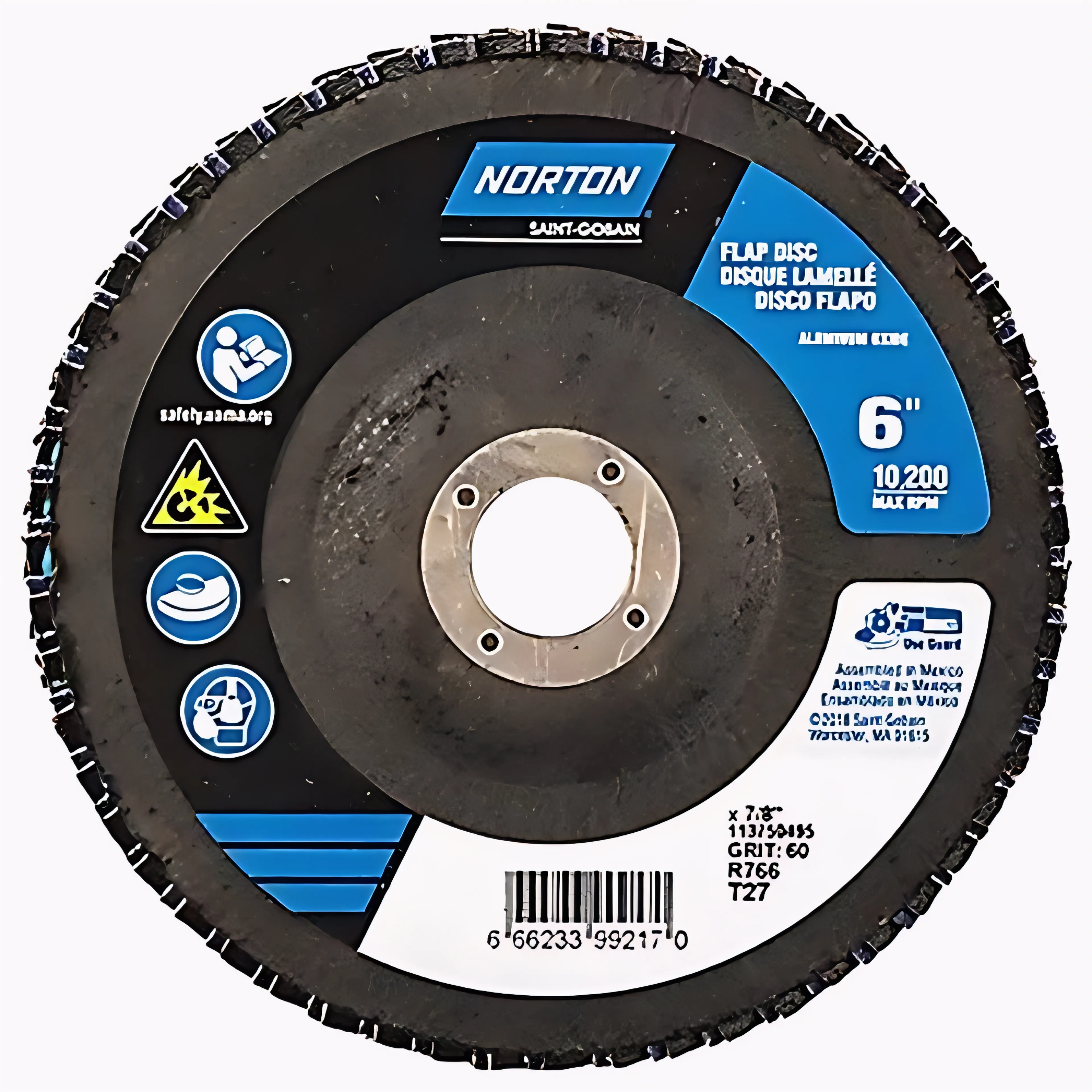 152.4 mm (6 Inch) P40 Grit Zirconia Alumina Flap Disc
