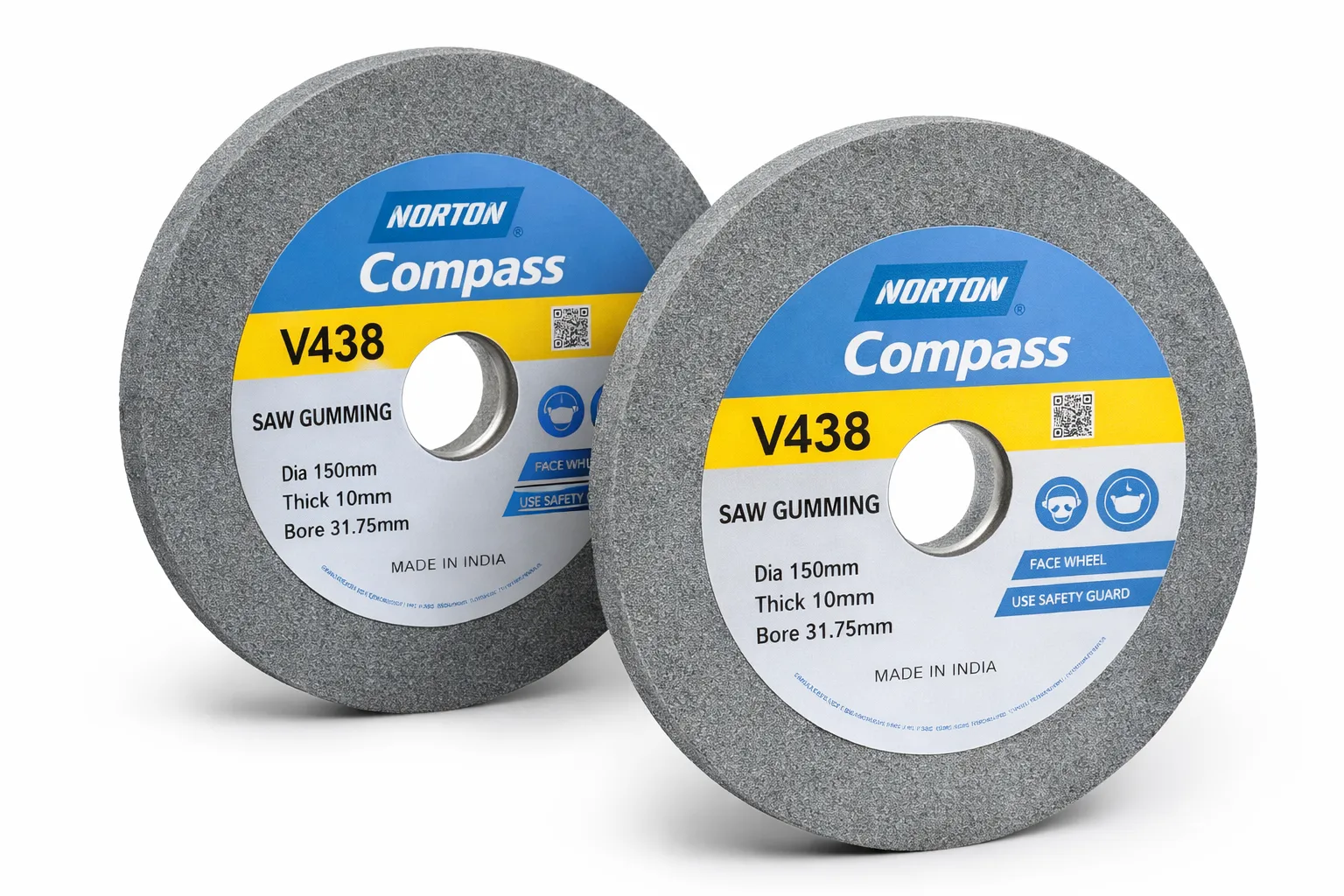 Norton Compass - V438 (Dia 150mm, Thick 10mm, Bore 31.75mm) Saw Gumming / 'C' Face Wheels