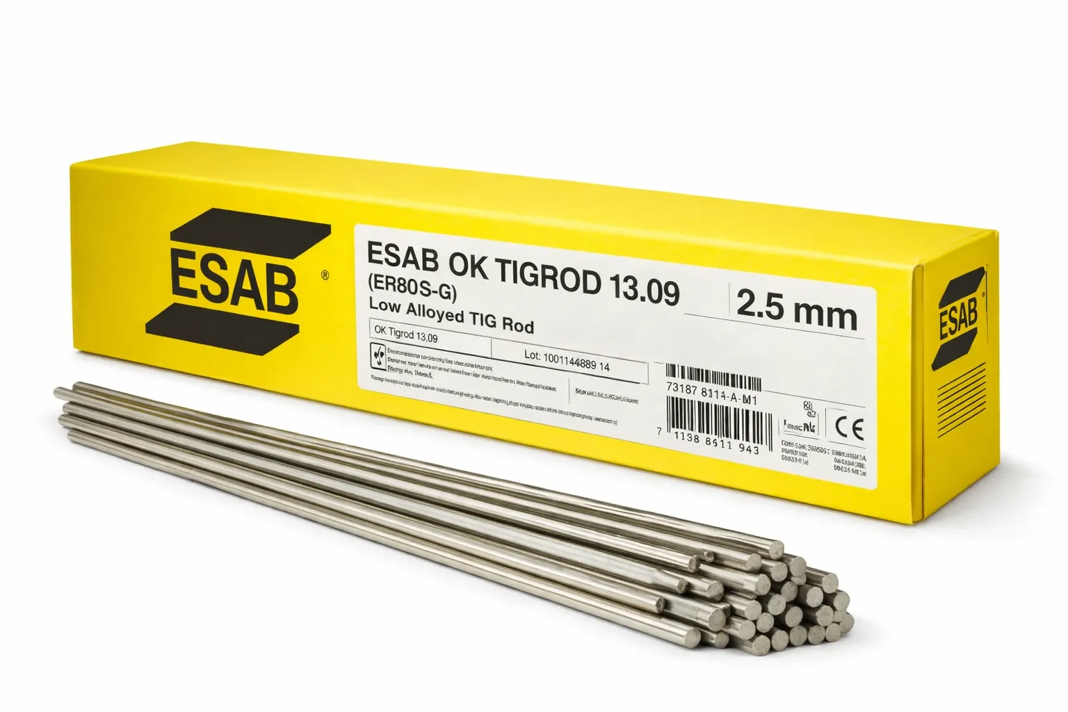 Esab OK TIGROD 13.09 (ER80S-G) Low Alloyed Tig Rod Size - 2.5mm