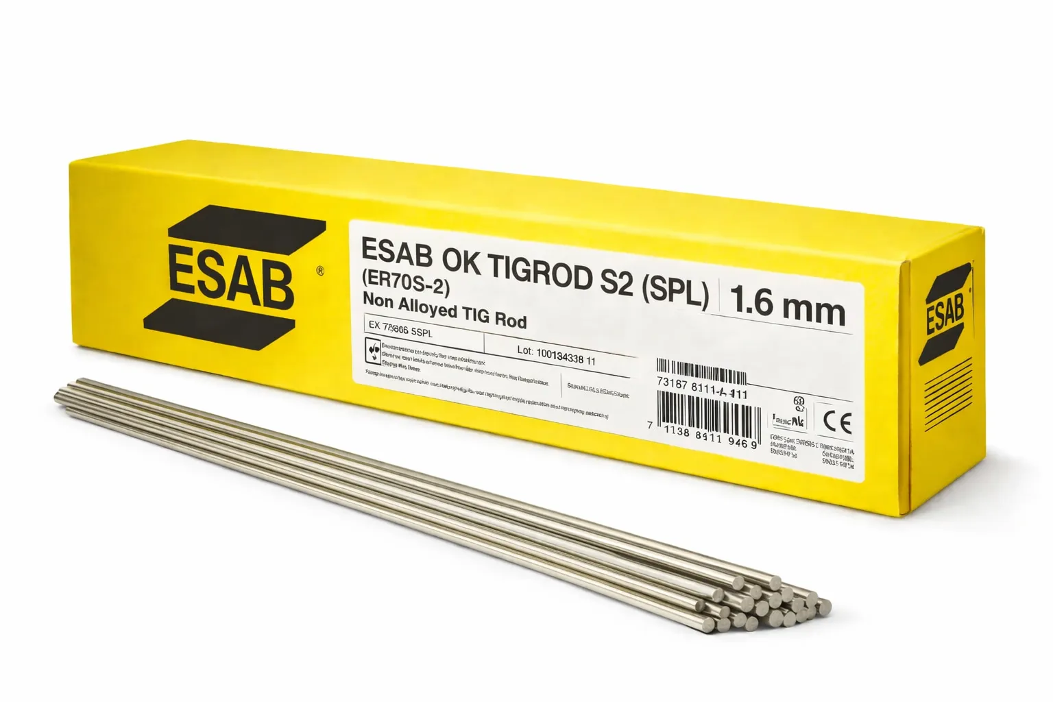 Esab OK TIGROD S2 (SPL) (ER70S-2) Non Alloyed Tig Rod Size - 1.6mm