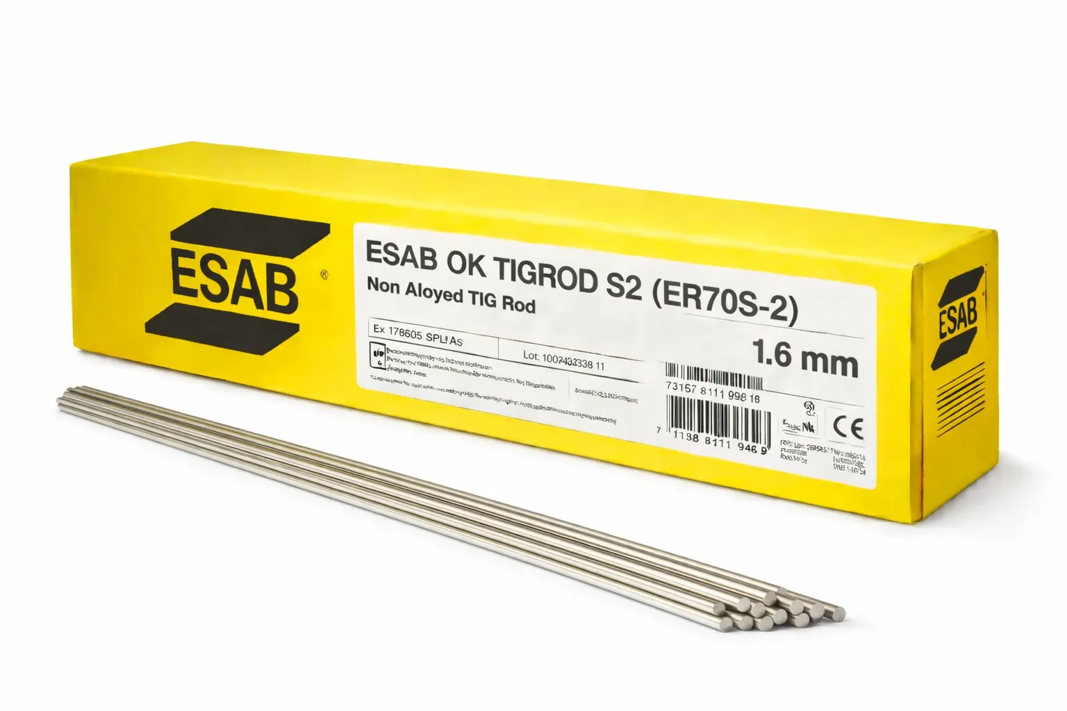 Esab OK TIGROD S2 (ER70S-2) Non Alloyed Tig Rod Size - 1.6mm