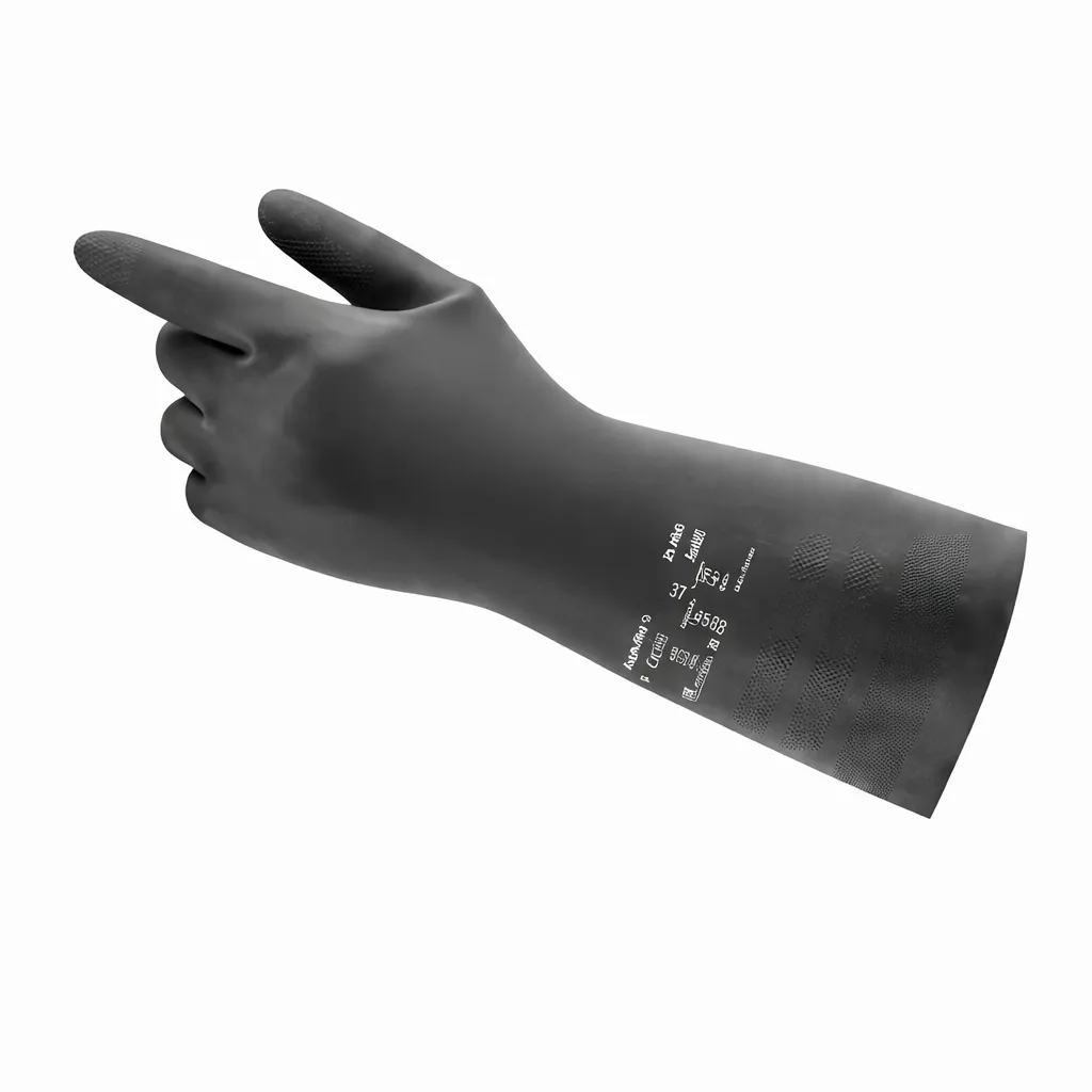 AlphaTec 29-500 Chemical Resistant Gloves Straight Cuff Natural Rubber Latex and Neoprene Blend Blac