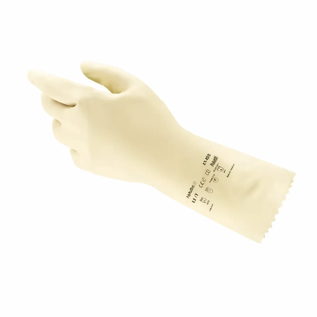 Ansell AlphaTec 87-600 Chemical Resistant Gloves Pinked Cuff Natural Rubber Latex and Neoprene Blend Natura