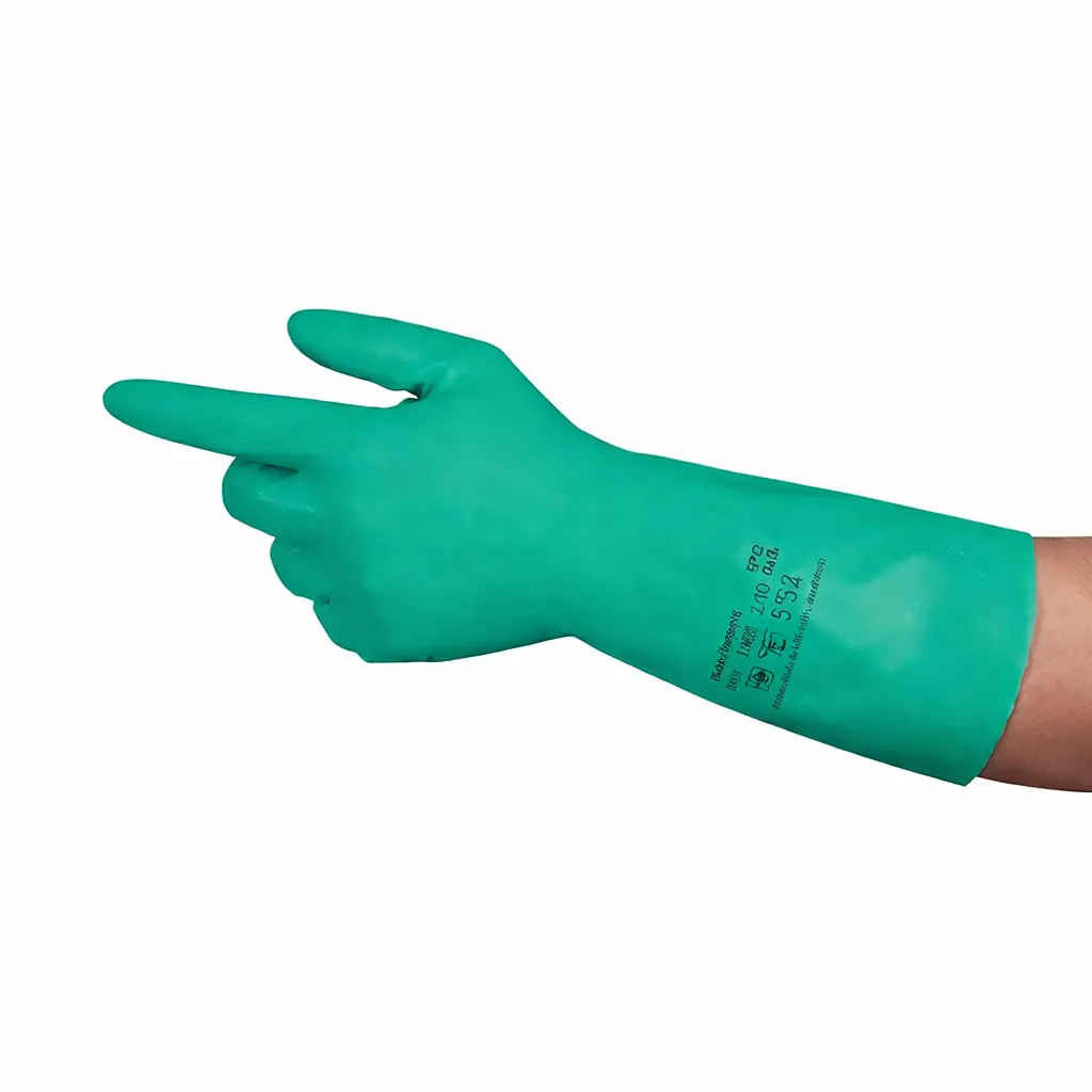 Ansell AlphaTec 37-676 Nitrile Material Latex Free Chemical Resistant Green Safety Hand Glove Size L