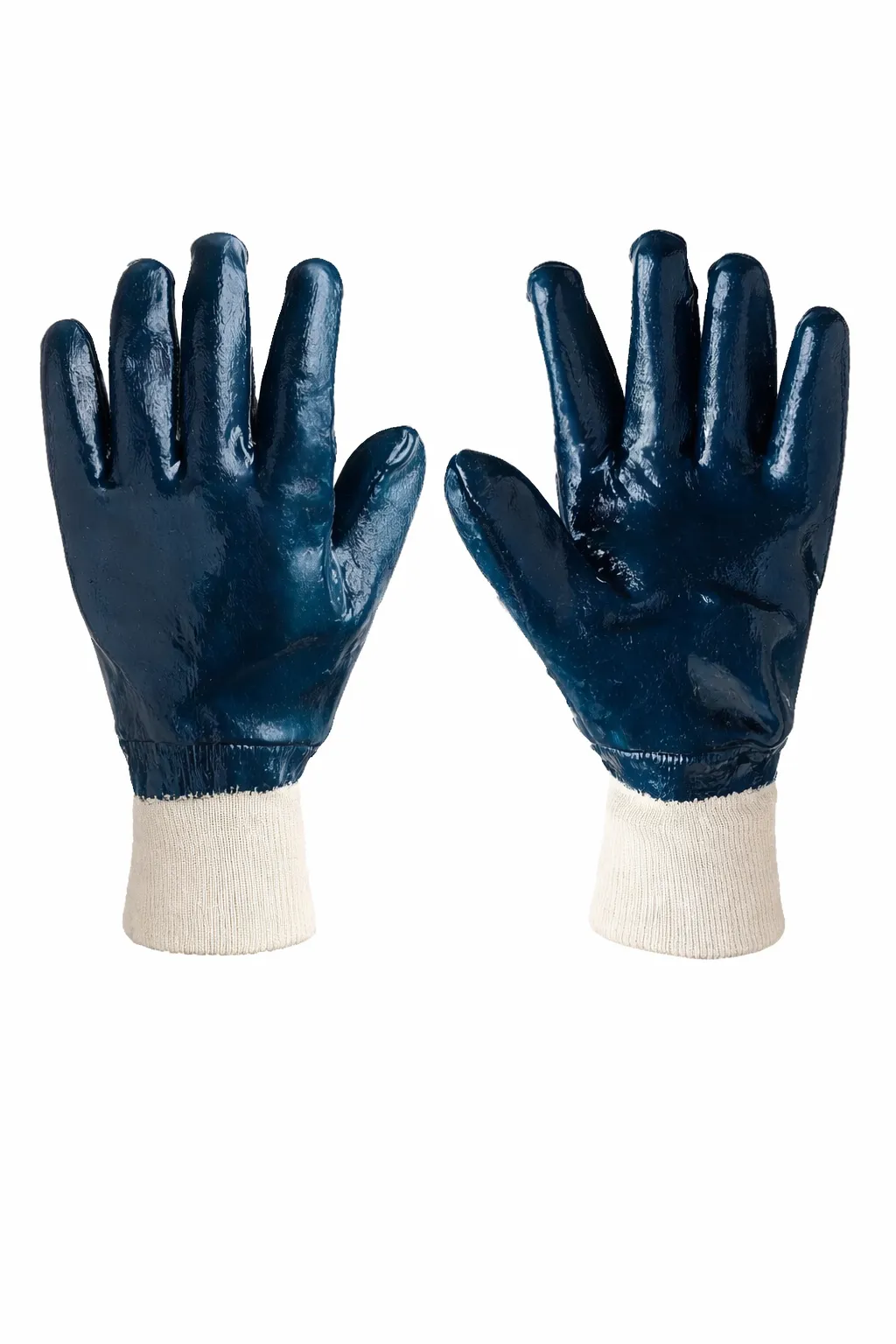 Robustt Polyester Cut Resistant Gloves Black Color, Free Size, BLUE_OPEN_CUFF_FULL_COATED_5