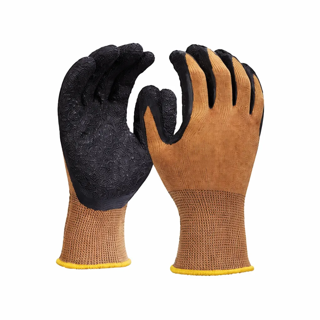 Robustt Polyester and Nylon Cut Resistant Gloves Black and Brown Color