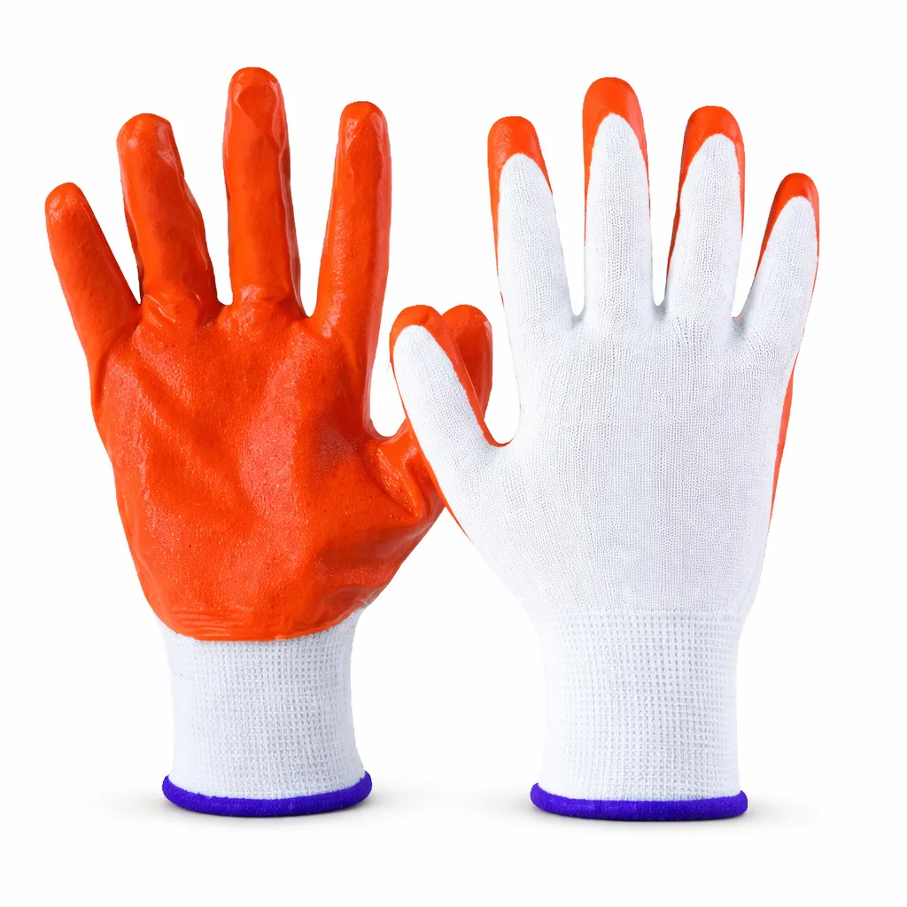 Robustt Polyester and Nylon Cut Resistant Gloves White and Red Color, Standard Size, FRONT-COATED-GLOVES