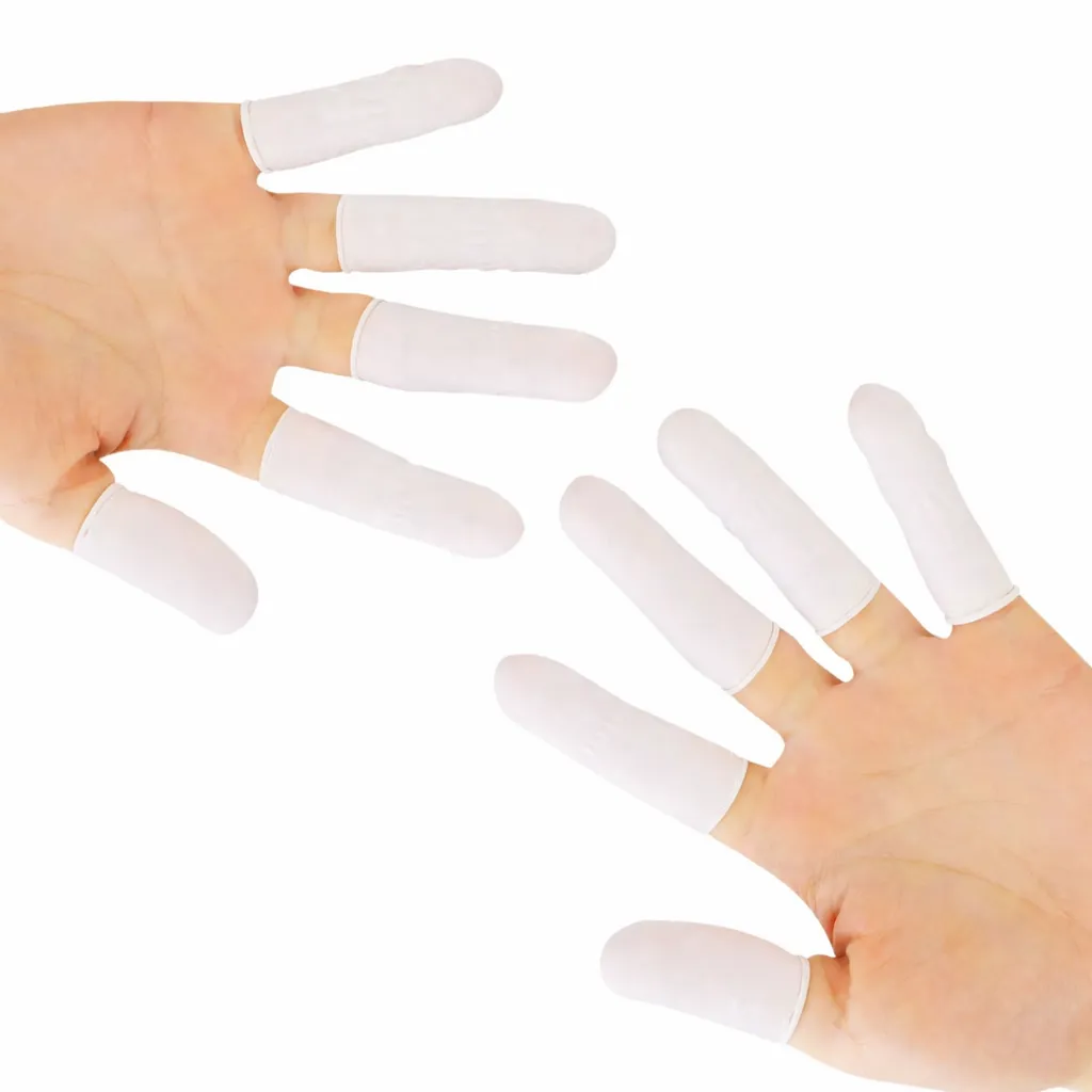 Robustt RBLATEXFINGERCOTSWHITE1 Disposable Latex Finger Cots