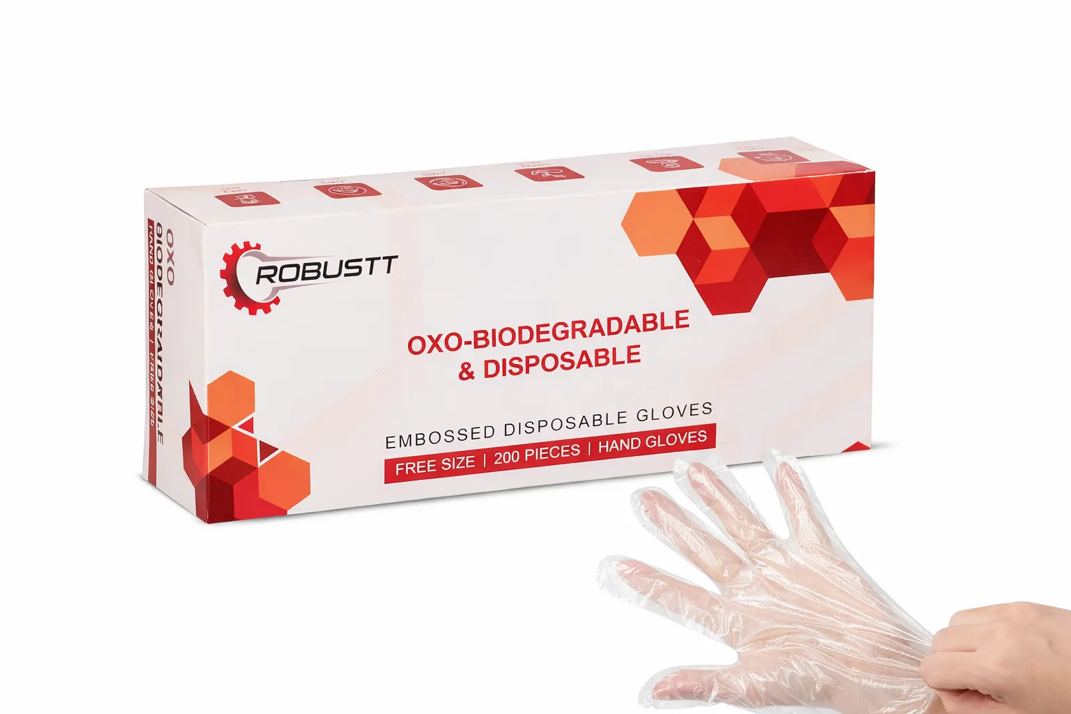 Robustt Disposable Hand Gloves 6x11x3 inch Powder Latex Free 200