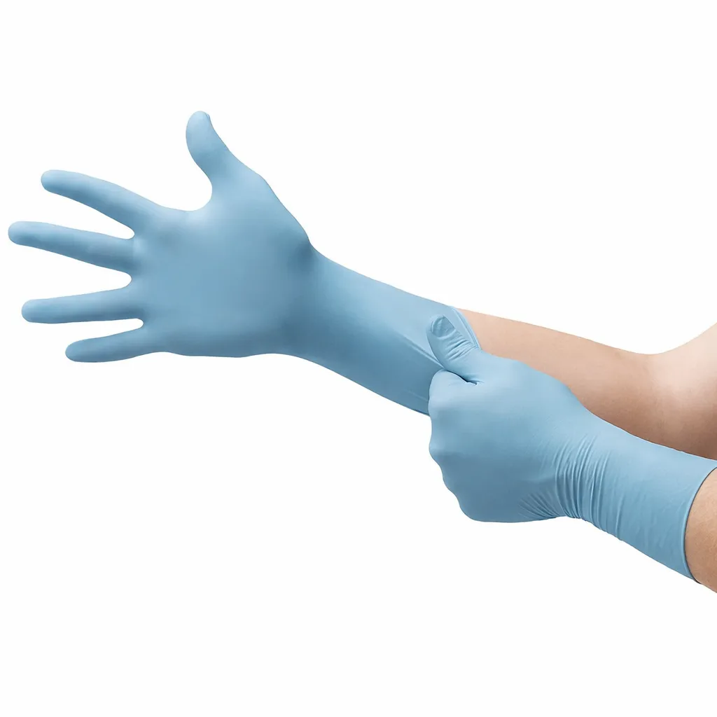 Ansell TouchNTuff 92670 Nitrile Material Powder Free Chemical Resistant Blue Disposable Gloves Size L
