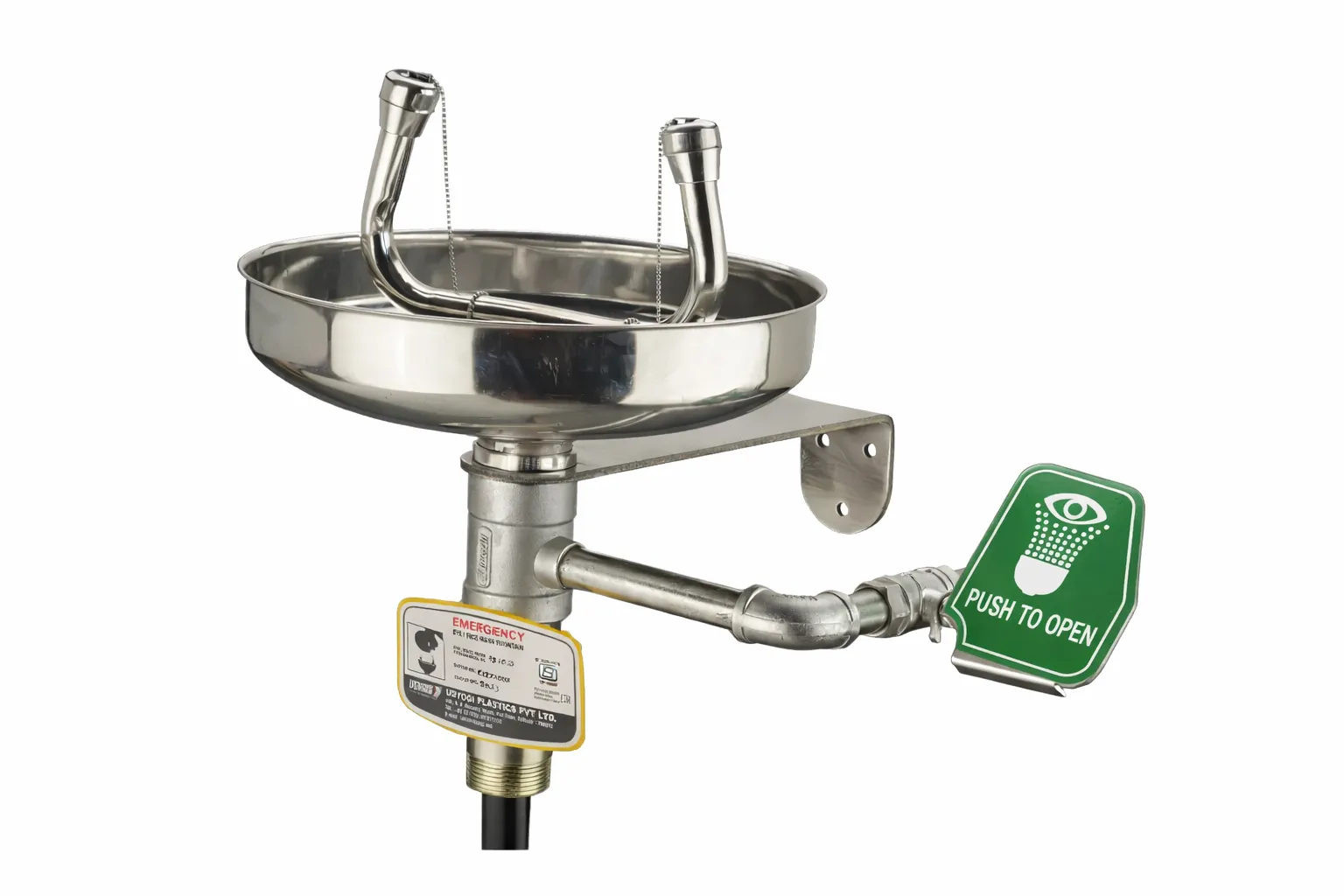 Udhyogi Eye Wash Station Stainless Steel Push Plate 127 mm 12 inch BSP Inlet 4810 SS