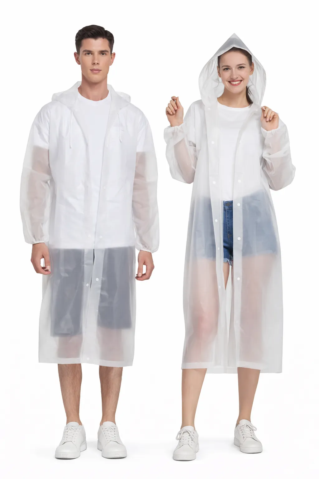 Robustt Universal Size EVA Long Reusable Raincoat for Men Women Transparent