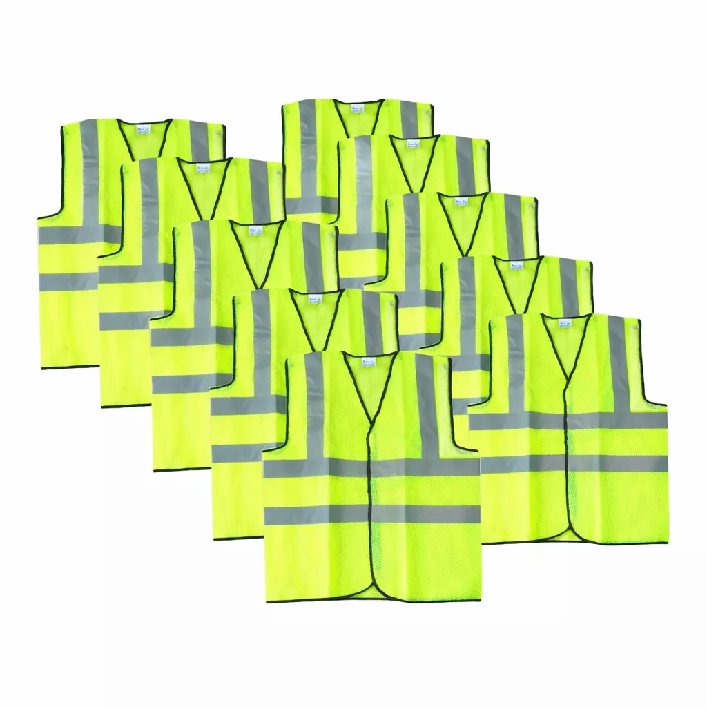 Robustt RBRJACKETGREENDUALSTRIP10 Dual Strip Reflective Safety Jacket