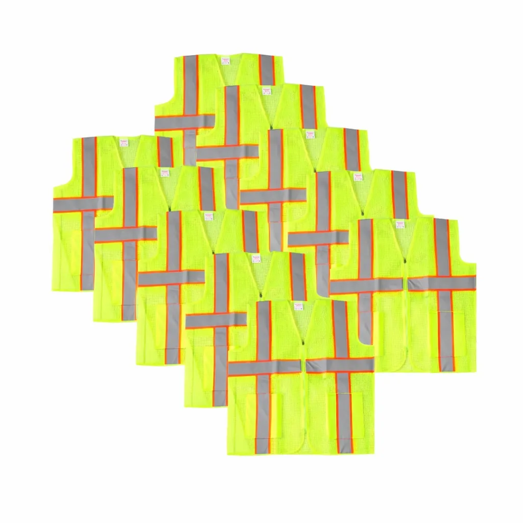 Robustt RBRJACKETGREENZIPPER10 Reflective Safety Jacket